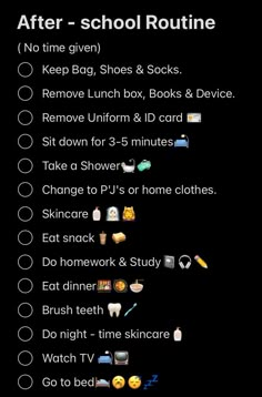 So this is an after school routine. I did not include time because I do not know what time you guys come back home from school!!! ⌚⌛. If you want a personal routine for school, after school, weekends and etc. Just tell me & I will probably make one.😊 Night Before School Routine For Teens, What To Do After Showering, Home From School Routine, After School Routine Schedule, Study Timetable After School, Day Before School Routine, After School Study Routine, Productive After School Routine, What To Do After School