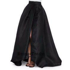 Black Split Skirts Long Maxi Womens Satin Prom Evening Party Celebrity Skirt | eBay Floor Length Maxi Skirt, Taffeta Skirt, Ball Skirt, Ankle Length Skirt, Rock Outfit, Pleated Long Skirt, Pleated Maxi Skirt, Split Skirt, Floor Length Skirt