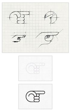 three different types of hand gestures drawn on paper