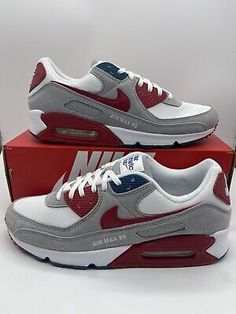 Nike Air Max 90 Athletic Club Grey White Red Blue DQ8235-001 Men's Multi Size | eBay Best Shoes For Women, Athletic Club