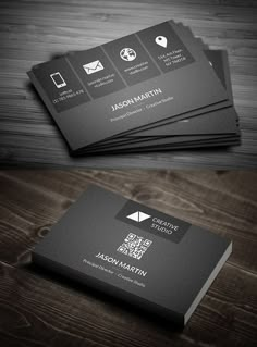 black and white business card with qr code on the front, and qr code on