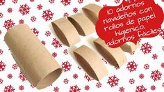 some toilet paper rolls are laying on a red and white snowflake background with the words 10 adomindos naviddos con rollos de pais de papel