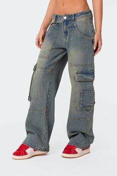 Jeans Low rise waist Cargo style pockets Washed denim fabric Denim fabric 100% Cotton Model wears size S Model height is 5'6 Item care: Wash with similar color Denim Jeans Outfit, Flannel Sweatshirt, Pacsun Pants, Graphic Trends, Jeans Low Rise, Jeans Low, Cargo Style, Swimwear Dress, Boy Tees