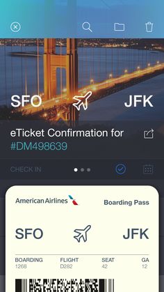 an airplane ticket is being displayed on the iphone's screen, and it appears to be in flight