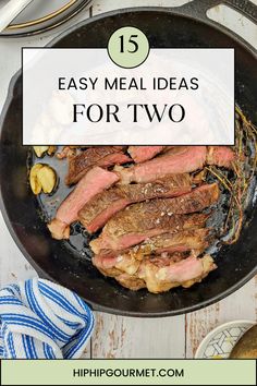 medium rare ribeye steak in a cast iron pan with garlic and herbs Meals For Two People, Homemade Baileys Irish Cream, Homemade Sweetened Condensed Milk, Dinner Ideas For Two, Homemade Baileys, Homemade Irish Cream, Easy Meals For Two, 3 Ingredient Recipes