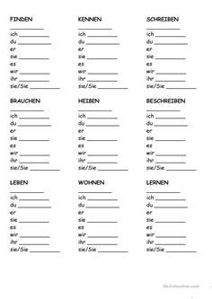 the german words and numbers worksheet is shown in this printable version, which includes