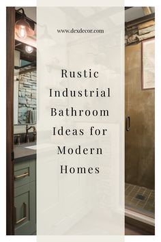 Rustic industrial bathroom with stone walls and copper accents for a modern home.