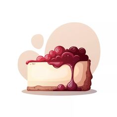 a piece of cheesecake with berry sauce on top