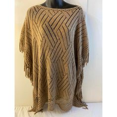 Steve Madden Poncho Brown Tassels New Os Rn#98072. Measures 26" Chest, 32" Long. New. 100 Acrylic Steve Madden Poncho, Buffalo Check Quilt, Steve Madden Jacket, Military Inspired Jacket, Faux Suede Moto Jacket, Hooded Winter Coat, Suede Moto Jacket, Black Winter Coat, Faux Suede Jacket