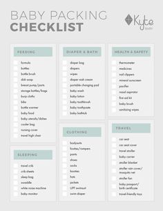 the baby packing checklist is shown here