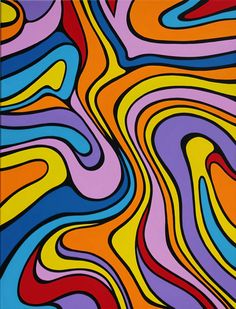 an abstract painting with multicolored lines