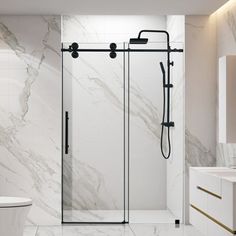 This stylish frameless shower door design is simple and elegant, adding a sense of modernity and space to the bathroom, offering a wider view. The height of glass sliding shower door is 76 inches, recommended installation width range is from 44 inches to 48 inches. If your bathroom entrance width is less than 48 inches, you can trim the length of top guide rail to fit the actual width. The walk-in width ranges from 22 inches to 24 inches, meeting various needs. Ash Moonshine | Ash Moonshine 48"… Single Glass Shower Door, Sliding Shower Doors Frameless, Glass Sliding Shower Door, Shower Door Designs, Shower Sliding Glass Door, Frameless Sliding Shower Doors, Bathroom Entrance, Glass Shower Door, Frameless Shower Door