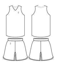 the front and back view of a men's basketball uniform, with shorts on each side