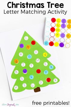 a christmas tree letter matching activity for kids to practice letters and numbers on the paper