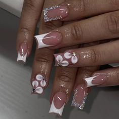 Graduation Nails, May Nails, Girly Acrylic Nails, French Tip Acrylic Nails, Exotic Nails, Long Acrylic Nails Coffin