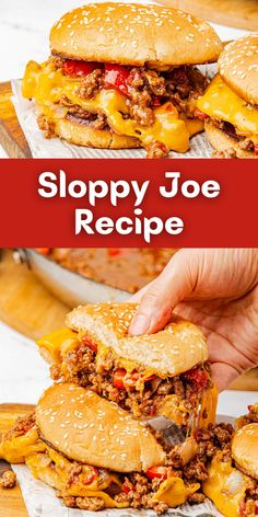 the sloppy joe recipe is loaded with beef, cheese and other ingredients to make this sandwich