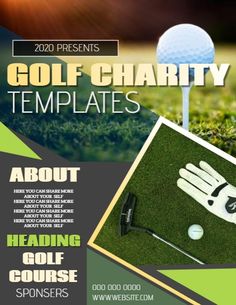 a flyer for a golf tournament with the image of a ball and glove on it