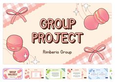 a group project with pink items on it