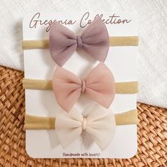 The perfect, cute small bows for your baby to wear all year long and for any occasion. This listing is for three small tulle bows on soft nylon headbands. ⟡COLORS⟡ Dark mauve, dusty rose and blush ⟡BOW SIZE⟡ 2.25" wide ⟡MATERIALS⟡ Soft Tulle Soft nylon headband All of our bows are handcrafted with care and attention to detail. Our high-quality fabric is sourced from family-owned shops and other small businesses.  ⟡CARE INSTRUCTIONS⟡ -Spot clean or hand wash with a mild detergent  -Do not twist, Fabric Hair Accessories, Tulle Hair Bows, Tulle Bows, Net Fabric, Soft Tulle, Headband Baby, Small Bows, Nylon Headbands, Baby Bows