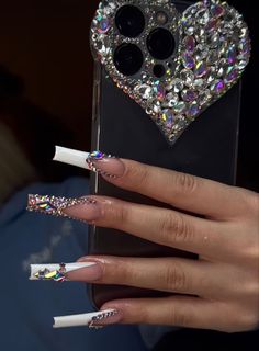 3d Aesthetic, Nail Designs Bling, Aesthetic Heart, Baddie Nails, Exotic Nails, Acrylic Nails Coffin Pink, Unique Acrylic Nails, Long Square Acrylic Nails