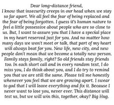 a poem written in black and white with the words dear long - distance, friend