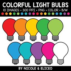 colorful light bulbs clip art for kids and adults to use on their own wallpapers