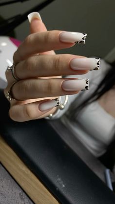 Френч леопард ногти квадрат Blush Nails, Leopard Nails, Nails Manicure, Stiletto Nails, Nails Ideas, Nails Nails, Nail Inspo, Gel Nails, Manicure