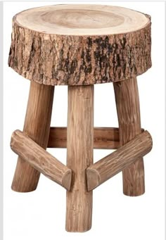 a wooden stool made out of logs