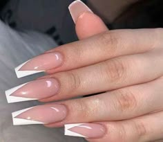 French Tip Triangle, French Acrylic Nail Designs, Triangle Nail Art, Square Gel Nails, Triangle Nails, French Nail Designs, Tip Nails