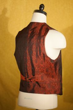 Custom Silk Brocade Vests---In Crimson Elegant Fitted Red Vest, Classic Red Sleeveless Vest, Red Fitted Sleeveless Vest, Silk Brocade, Fantasy Dress, Denver Co, Mens Clothing, Clothing Items, Denver