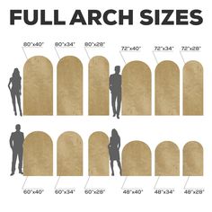 the size and measurements of an arch sizes chart