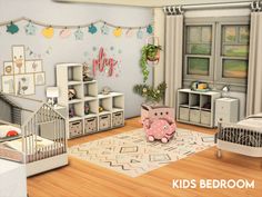 a child's bedroom with lots of toys and decor