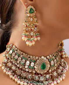 Latest Bridal Jewellery Designs 2024, Pearl Necklace Designs Indian, Latest Bridal Jewellery Designs, Latest Bridal Jewellery, Rajasthani Jewellery, Polki Necklace Set, Polki Sets, Bridal Jewelry Sets Brides