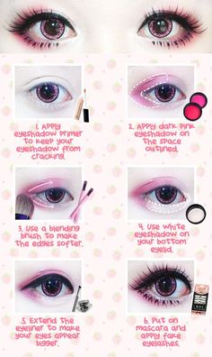 Anime Make-up, Kawaii Makeup Tutorial, Best Korean Makeup, Makeup Kawaii, Pastel Goth Makeup, Makeup Ulzzang, Gyaru Makeup, Korean Makeup Tutorials, Make Up Tutorials