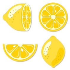 four lemons cut in half on a white background