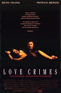 lovecrimes movie poster with two people laying on the ground in front of them