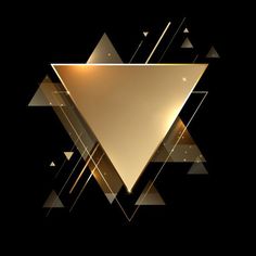 an abstract golden triangle on black background