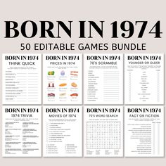 the born in 1974 game bundle is shown with instructions for each player and their name