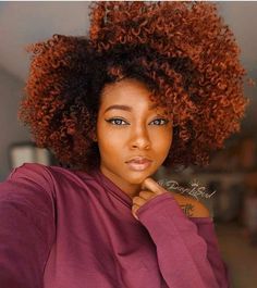 Fresh Hairstyles, Hair Color For Dark Skin, Puffy Hair, Cabello Afro Natural, Exotic Hairstyles, Hair Color Orange, Copper Hair Color