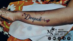 a person with a tattoo on their arm that says depak - nd