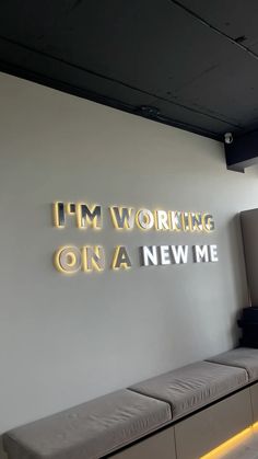 i'm working on a new me sign in the corner of a waiting room