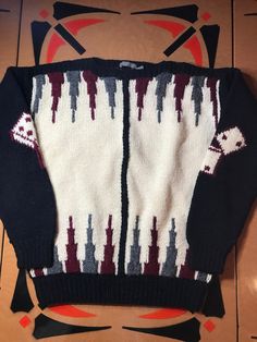 wool hand knit backgammon sweater - brand new retro robert stock sweater retro sized medium this sweater appears to be retro brand new because all of them hems are still tight. the sweater weighs almost 2 lbs. the measurements are: from armpit to armpit is from the top of the shoulder to the waist is from the top of the shoulder to the wrist is this is s truly unique sweater lastly please note the photograph of the dropped stitch that was made when the sweater was made. defects can often happen with hand knit items. there is no threat of the sweater unravelling. Nice Sweaters, Unique Sweater, Knit Items, Post Photo, Unique Sweaters, Retro Brand, New Retro, Beautiful Sweater, Sweater Brands