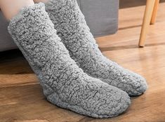 Winter Sleepwear, Fuzzy Slippers, Fuzzy Socks, Winter Socks, Warm Socks, Slippers Cozy, Navy And Brown, Slipper Socks, Cotton Velvet