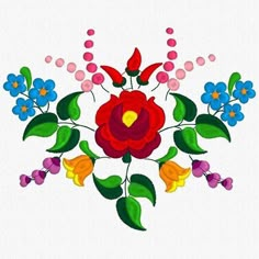 an embroidery design with flowers and leaves