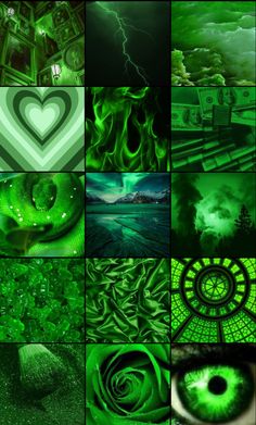 many green images are arranged together