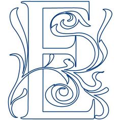 the letter e is made up of swirly lines and letters that spell it out