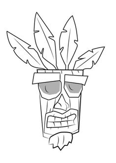 a drawing of a mask with feathers on it's head and sunglasses in the shape of a human face