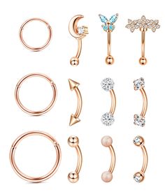 PRICES MAY VARY. 1.[Packing set]: Order comes with 12pcs 16G rook daith earrings and curved eyebrow rings, cartilage hoop piercing in different styles, affordable price, more choices for every day wearring. 2.[Popular Gauge]: 16G /1.2mm bar thickness, 8mm bar length and 3mm ball size, earrings hoop , inner diameter , 15/64"(6mm),5/16"(8mm), 3/8"(10mm); perfect fit for body piercing. 3.[Quality Material]: The 16G cartilage earrings and 16G curved barbells are made with 316L surgical stainless ste Small Belly Button Rings, Cartilage Piercing Hoop, Eyebrow Piercing Jewelry, Eyebrow Rings, Labret Ring, Nose Piercing Ring, Daith Piercing Jewelry, Tragus Piercing Jewelry, Piercing Cartilage