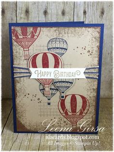 a birthday card with hot air balloons