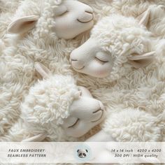 two white sheep laying on top of each other